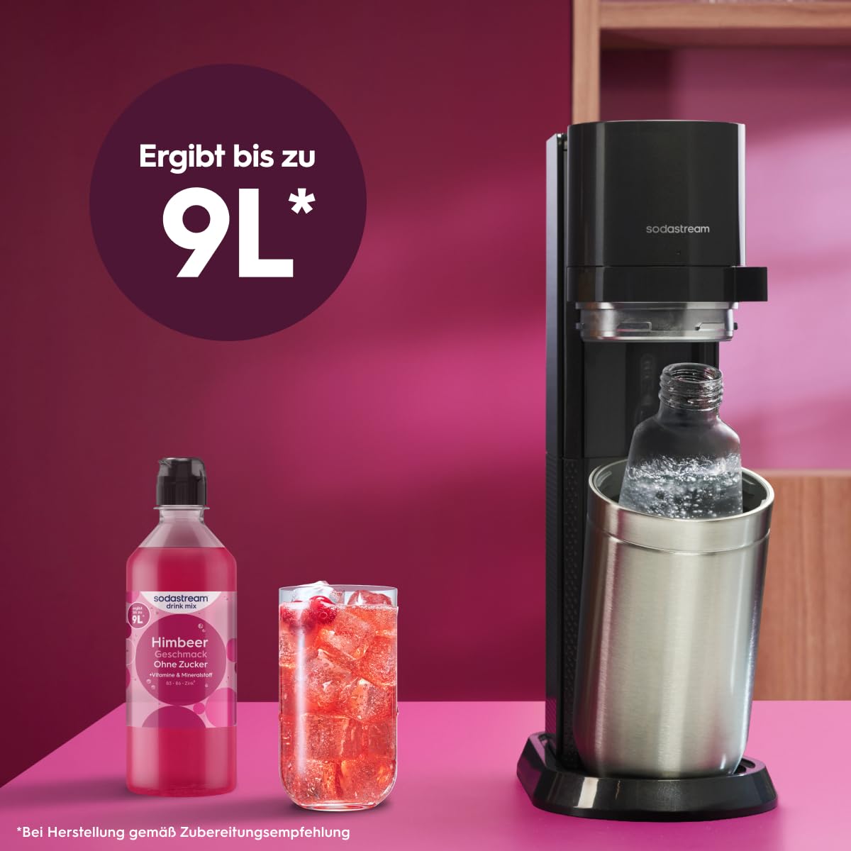 Sodastream drink mix Himbeere ohne Zucker – zuckerfreier Sirup für gesprudeltes & stilles Wasser, 4er Pack (4 x 440 ml), mit Vitamine & Mineralstoff, ergibt bis zu 9L Fertiggetränk