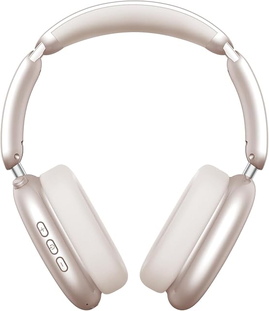 Wentronic Y02 Active Noise Cancelling Headphones,Wireless Over-Ear Bluetooth 5.4 Headphones with Microphone, 60H Playtime, Hi-Res Audio, Big Bass, Foldable Lightweight for Travel Home Office,Starlight
