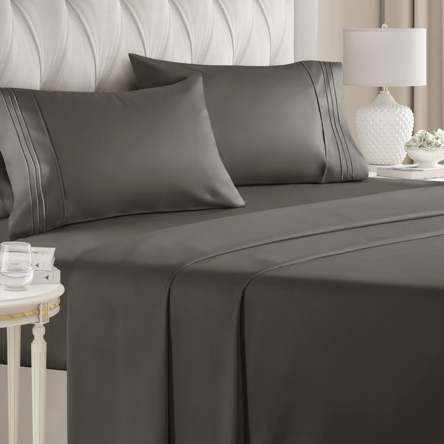 Queen Size Sheet Set - 4 Piece Set - Hotel Luxury Bed Sheets - Extra Soft - Deep Pockets - Easy Fit - Breathable & Cooling Sheets - Wrinkle Free - Comfy – Charcoal Bed Sheets - Queen Sheets