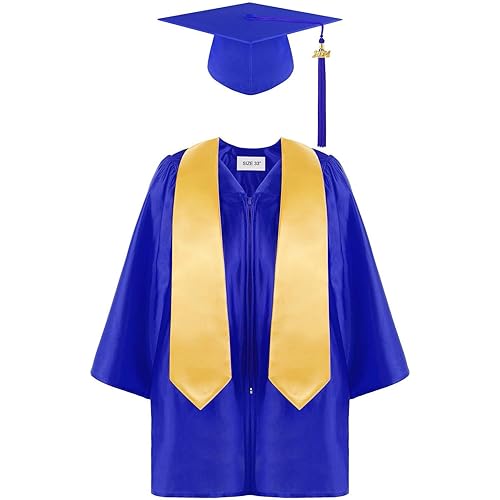 Kindergarten Graduation Cap and Gown 2024, Preschool Graduation Gown Cap Set with 2024 Tassel for Unisex Toddler Kids