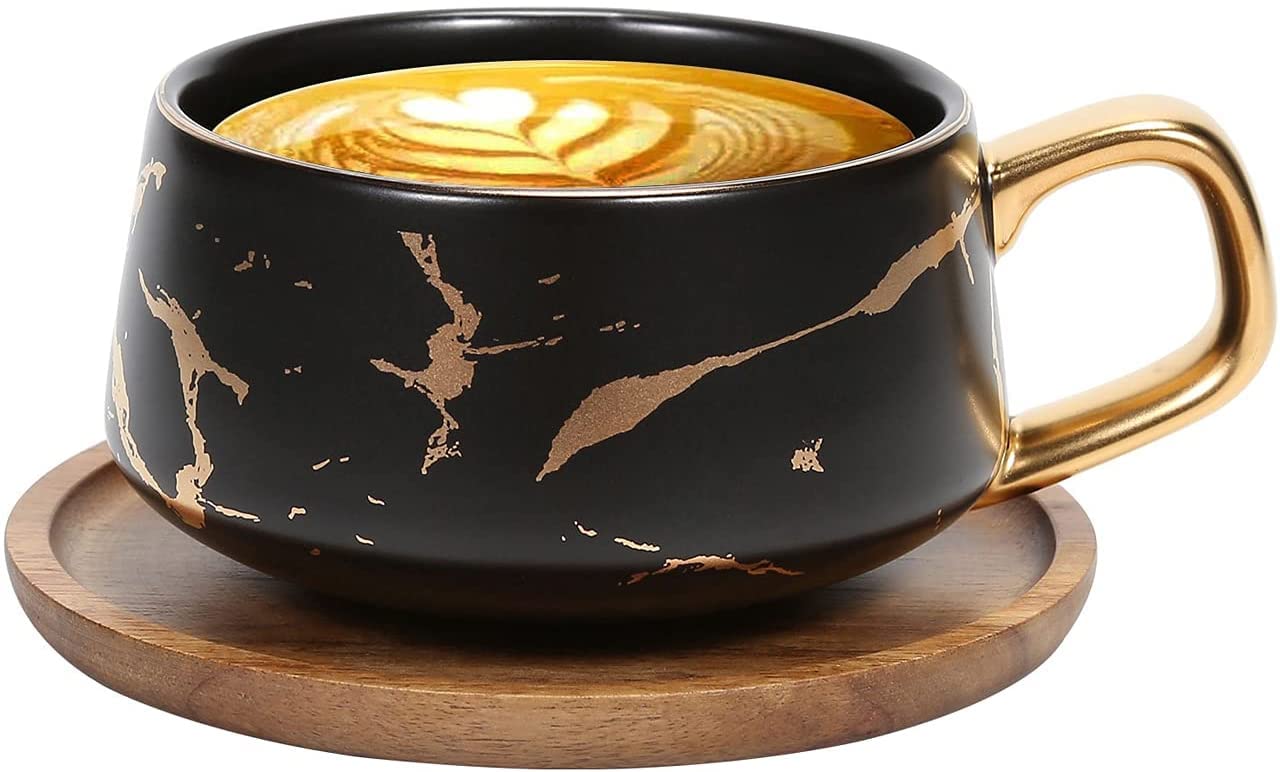 YNIYUJKL Coffee Cup Ceramic Cup Couple Cup Creative Home Office Breakfast Cup Milk Cup Office Home Office Desk Coffee Cup Size 2.28 * 3.74Inch Coffee Cup,Black-Cup+Saucer