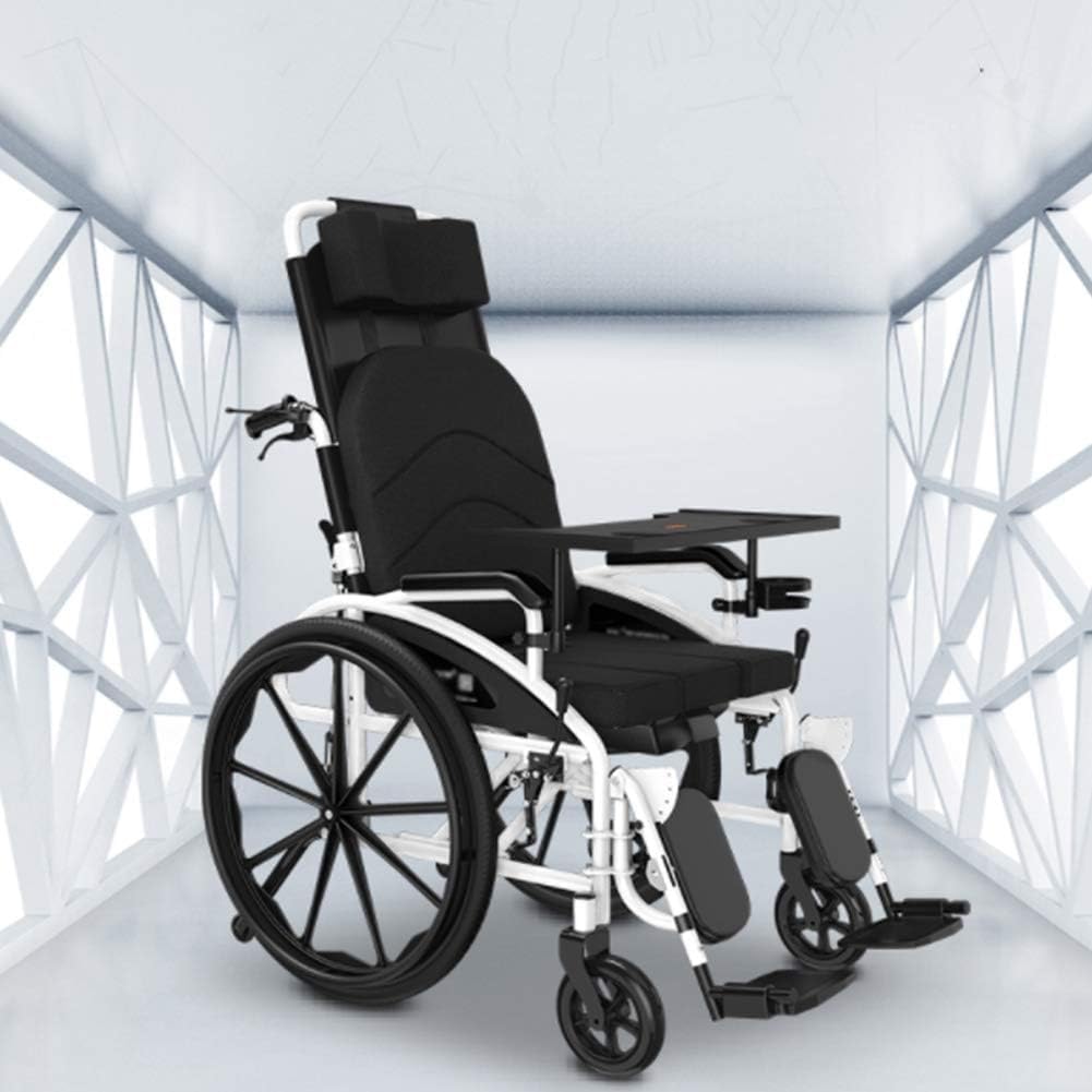 silla de ruedas Silla de ruedas con reposacabezas Silla de ruedas eléctrica plegable y liviana Silla de transporte plegable Ruedas traseras grandes portátiles de 18 pulgadas silla ruedas
