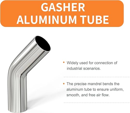 Miniatura 3 de GASHER Tubo Intercooler Aluminio 45 Grados Codo Aleación Tubo 2 "OD, Longitud De Pierna 4" (100 mm), Para Sistemas De Admisión Y Refrigeración