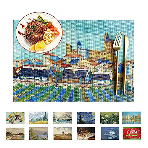 KAINOS Sets de Tables Vinyle, Antidérapant, imperméable,Lavables résistant à l'usure et à la Chaleur jusqu'à 80°C 45cm*30cm Lot de 6(Vue des Saintes Maries De La Mer)