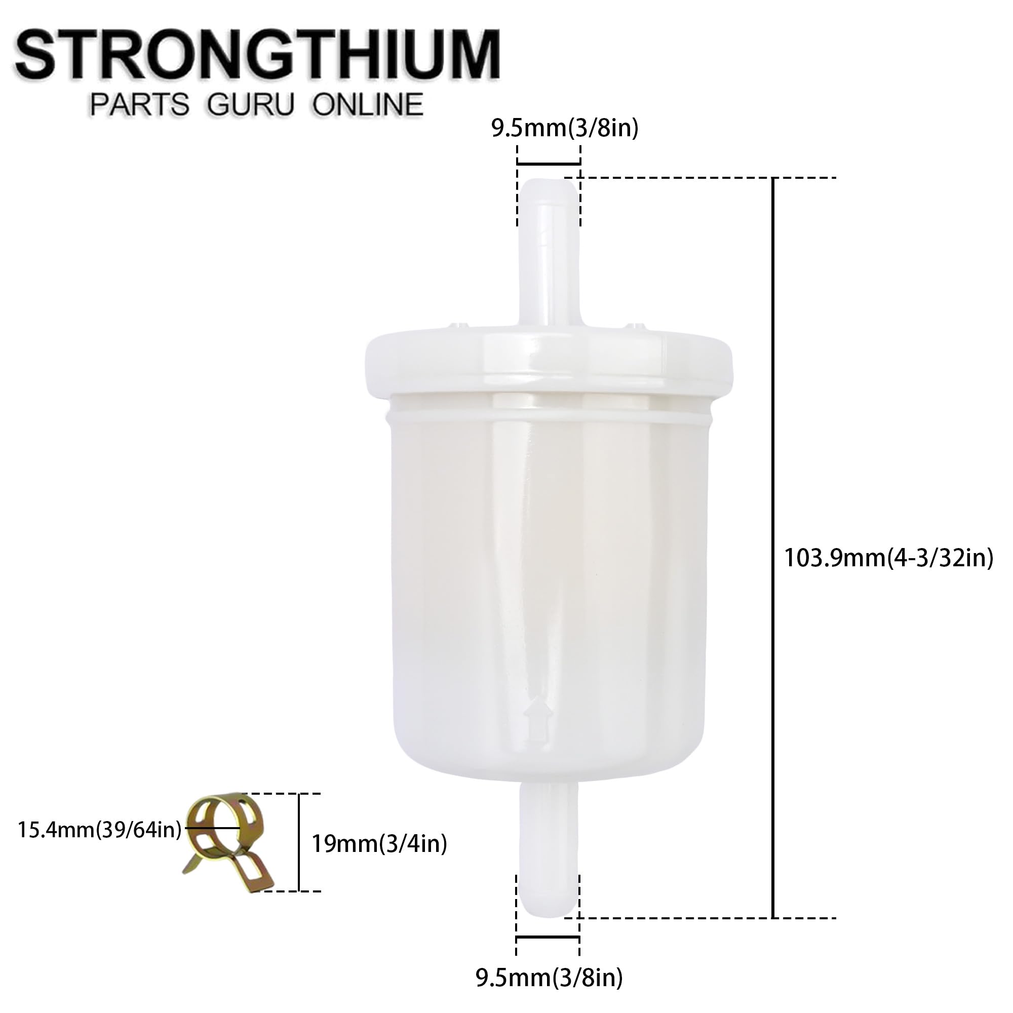 Strongthium Filtr Paliwa 5/16 12581-43012 do Traktorka Kosiarki Kubota BX23S BX24 BX25 BX2200 GR2100 ZD1211 RTV900 Zestaw Serwisowy z Zaciskami 2 Sztuki