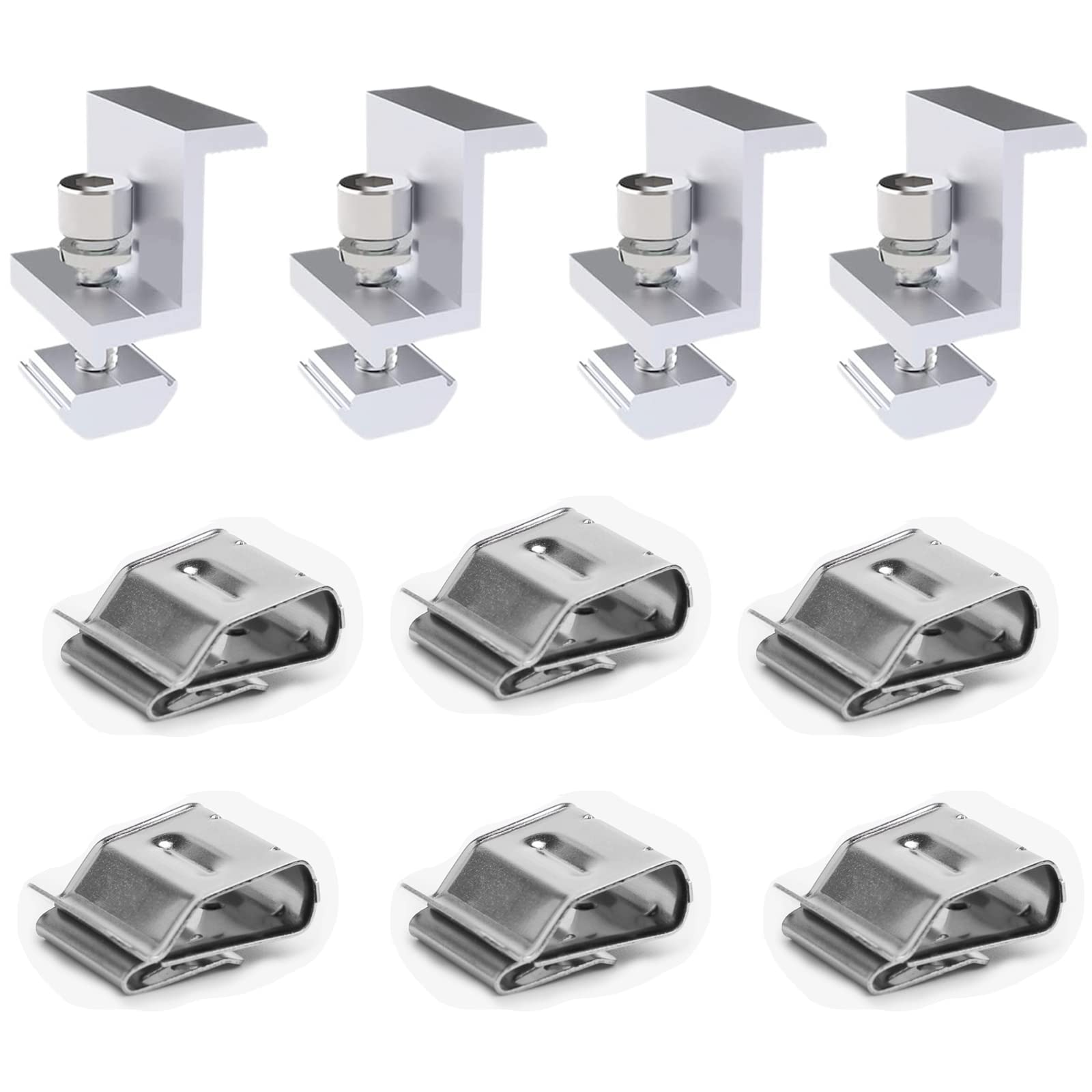 4 Pcs Solar Panel Mounting Z Brackets & 6 Pcs Solar Cable Clips, Adjustable Solar Module Bracket Clamp Holder, PV Photovoltaic Mounting Bracket for Motorhomes,Boats,Roof (35mm)