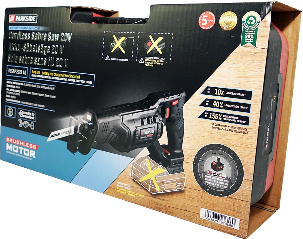 HEADNMORE® Bundle – PARKSIDE PERFORMANCE® 20 V akumulatorowa piła szablasta 28 mm Hub PSSAP 2028 (bez baterii) + breloczek do kluczy