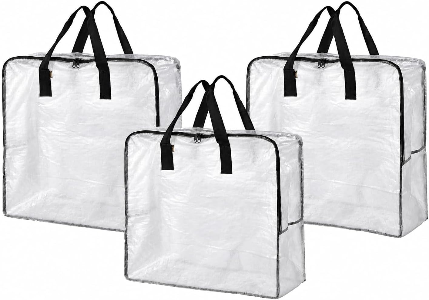 DIMPA 3 pcs Extra Large Storage Bag, Clear Heavy Duty Bags, Moth and Moisture Protection Storage Bags