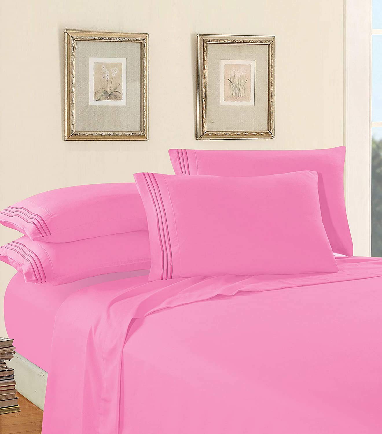 Elegant Comfort Drap-housse 1 pièce de qualité hôtelière, microfibre douce, poche profonde jusqu'à 40,6 cm, résistant aux plis et à la décoloration, très grand lit, rouge Elegant Comfort Drap-housse 1 pièce de qualité hôtelière, microfibre douce, poche profonde jusqu'à 40,6 cm, résistant aux plis et à la décoloration, très grand lit, rouge