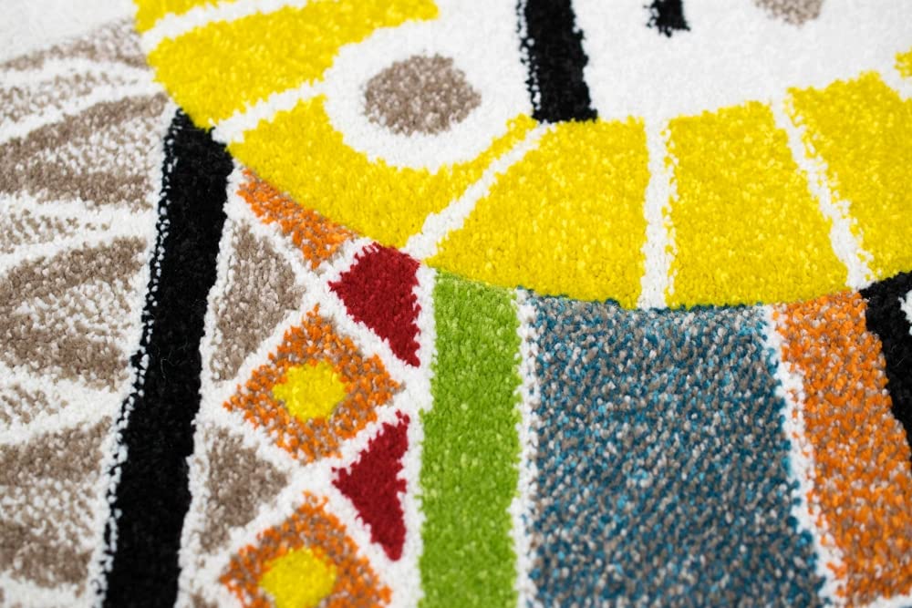 Teppich-Traum Alfombra Infantil de Juego con Tipi India León Cebra Cactus Beis Azul Crema marrón - Muy Resistente & fácil de Limpiar Größe 120x170 cm