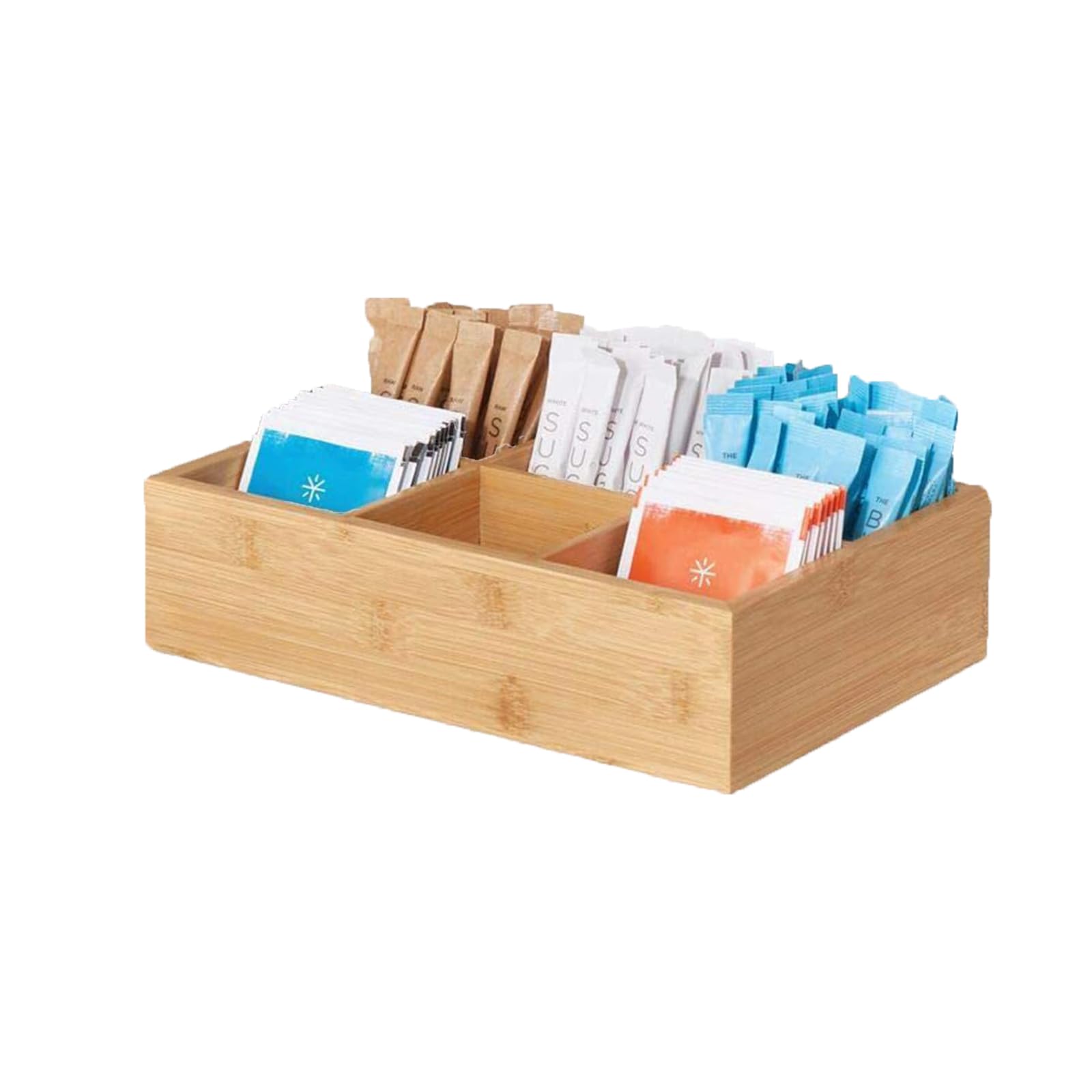 Tea Bag Organizer for Drawer,Bamboo Divided Tea Bag Container,Tea Bag Storage Holder for Office Kitchen Countertop Cabinet Pantry Drawer-image-25