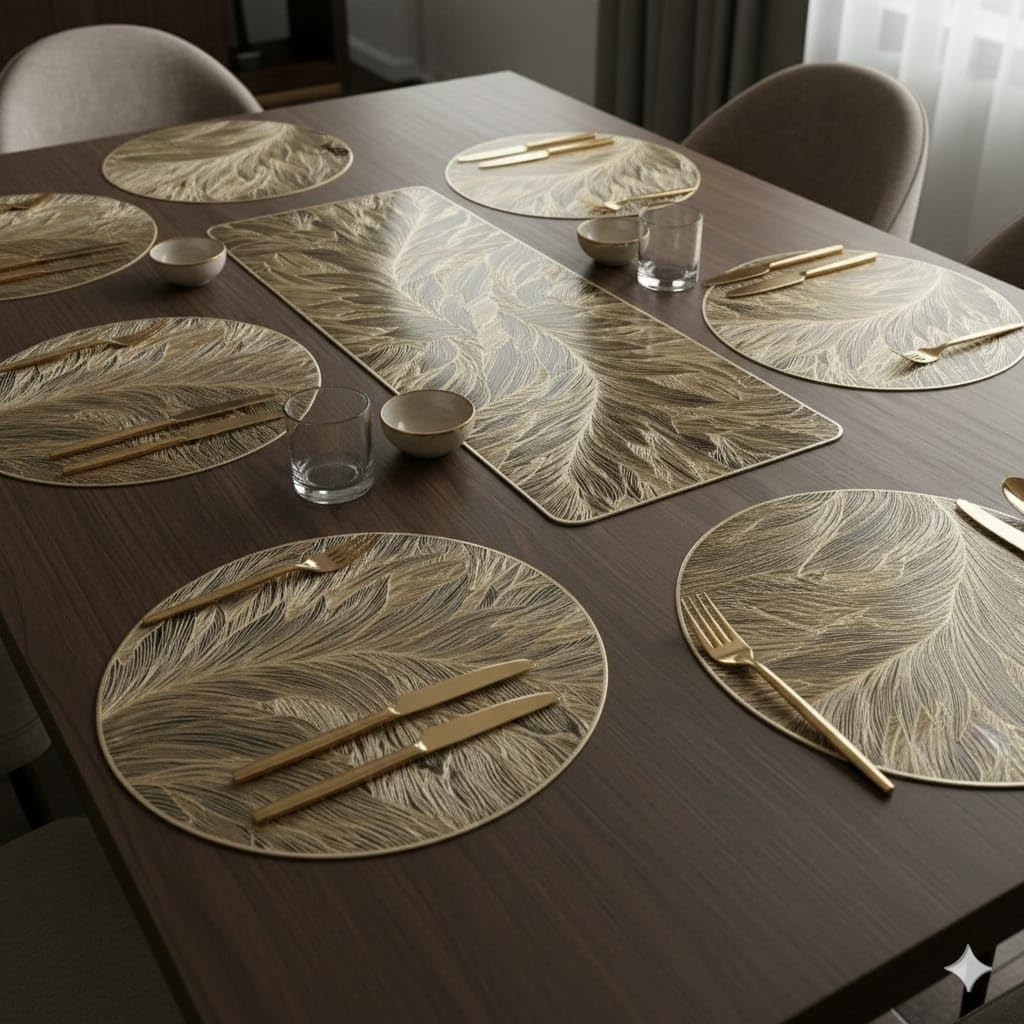Dining Table Mat & Runner Set - Elegant Table Protection -13