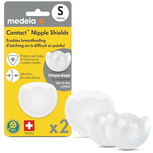 Image of Medela Contact Nipple Shield for Breastfeeding, 20mm Small Nippleshield, For Latch Difficulties or Flat or Inverted Nipples, 2 Count with Carrying Case, Made Without BPA