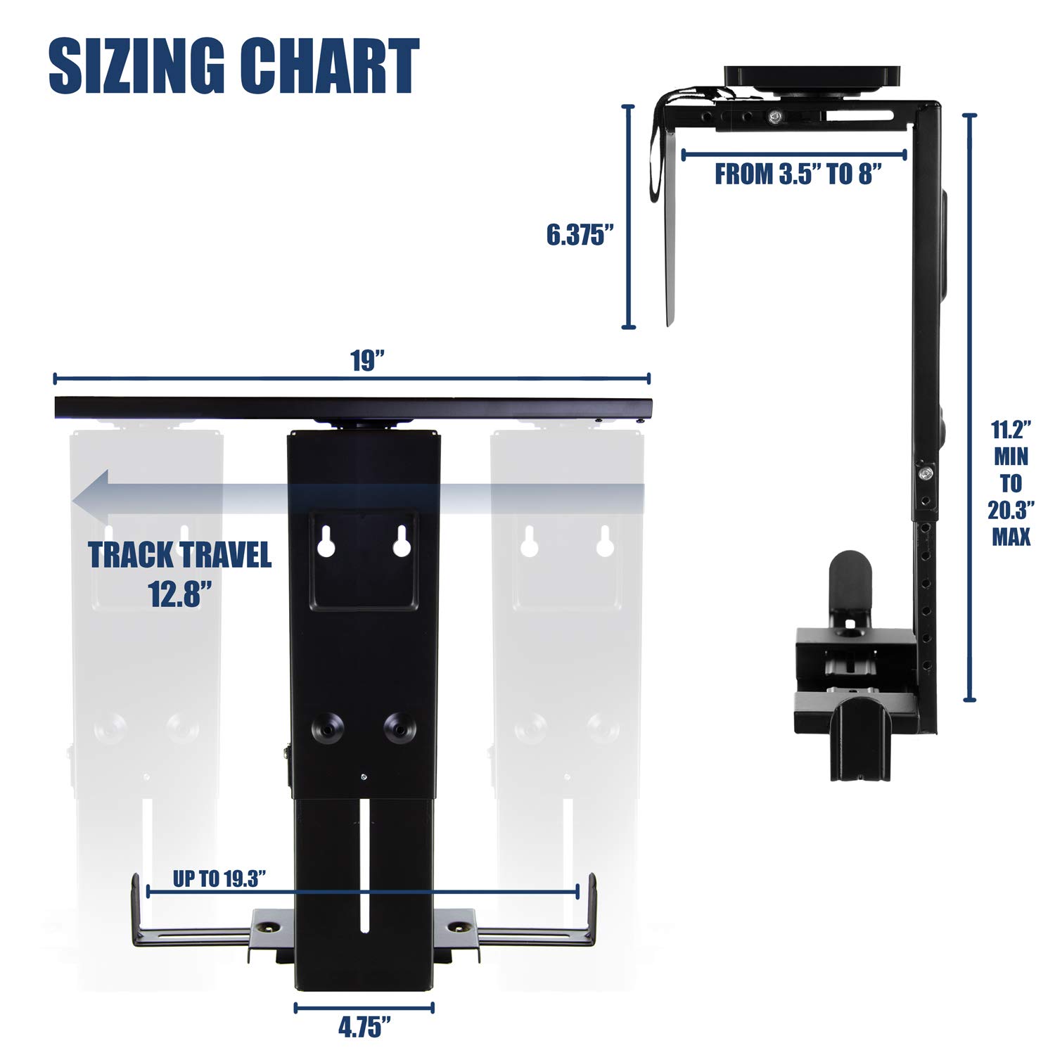 MountIt! CPU Desk Mount Adjustable Under Desk Computer Mount with AntiTheft Screw, CPU