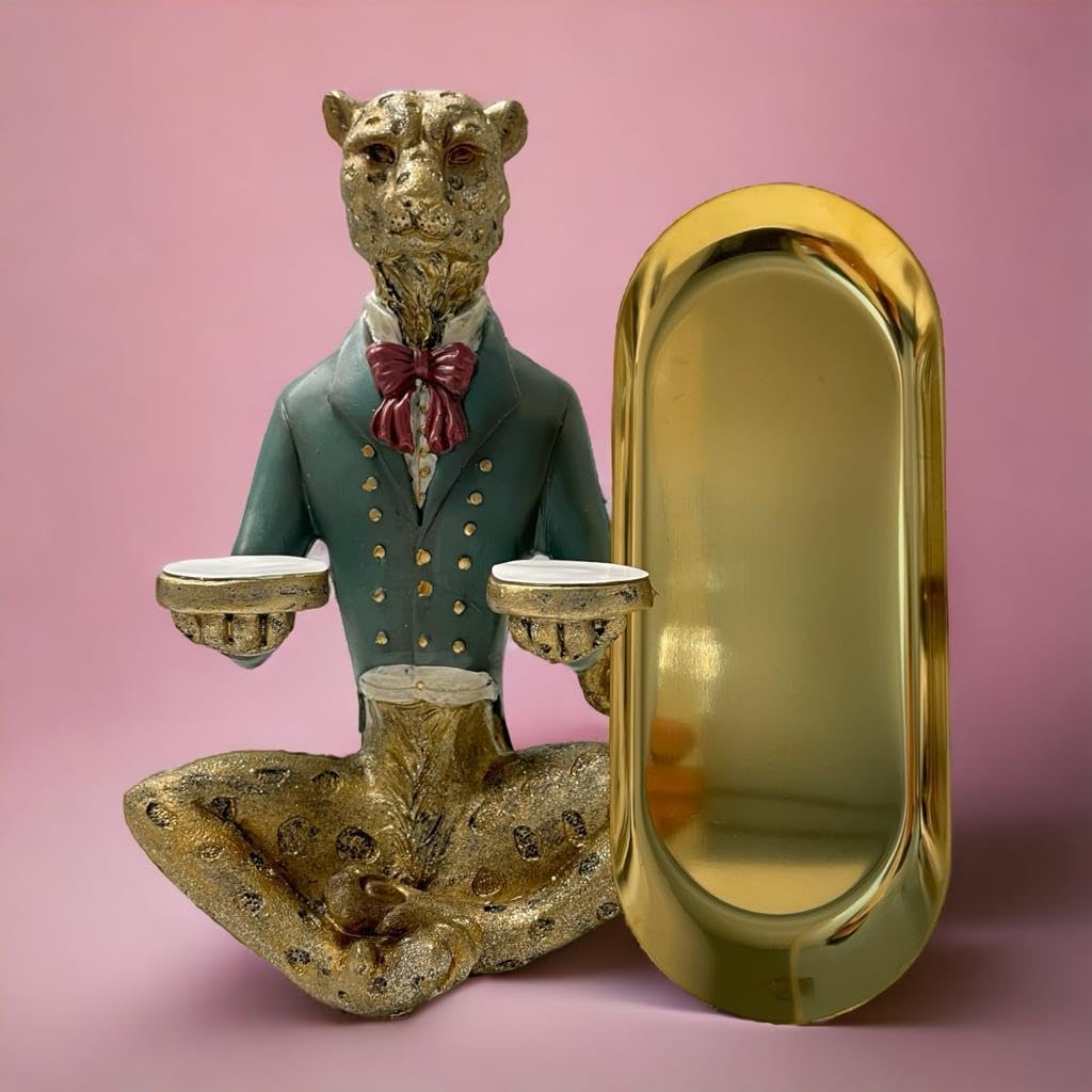 SINT Modern Decor Resin Tiger Tray Statue, Storage Tray Suitable for Home Décor, Modern Art Dining Table, Decor Office, Small Object Tray