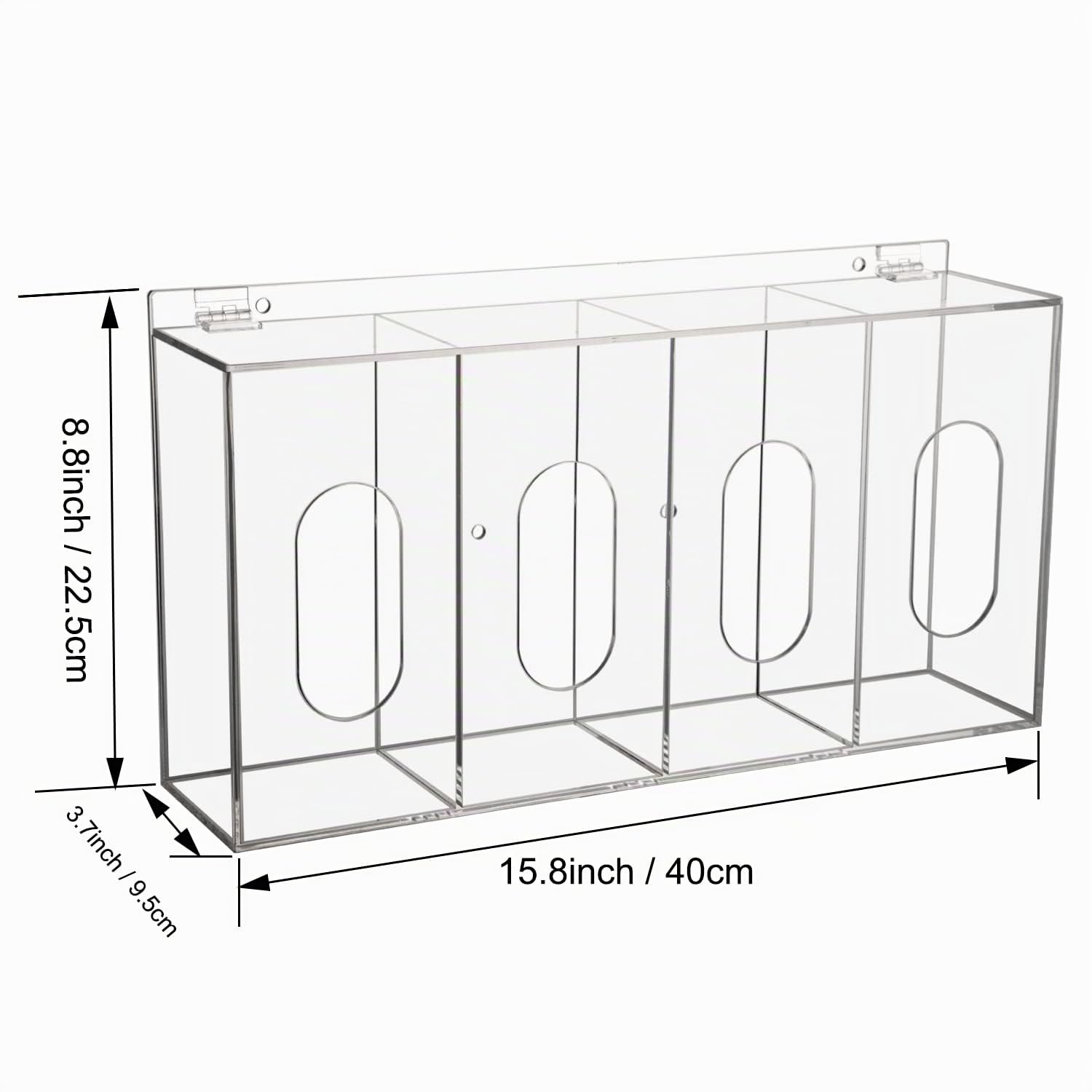 Distributeur de filet à cheveux et couvre-chaussures jetables en acrylique - 4 conteneurs de rangement en plastique transparent - Support mural pour organiser d'assainissement - Laboratoire