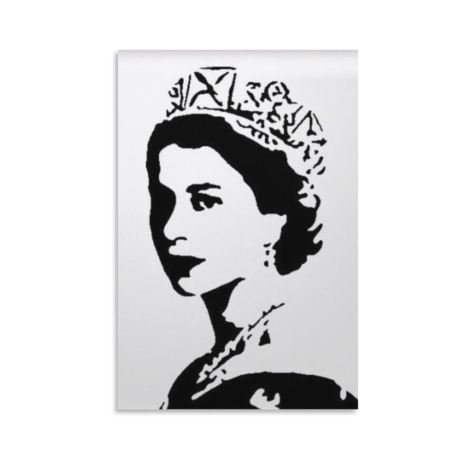 Queen Elizabeth II Graffiti Portrait Poster – Leinwanddruck 40x50cm, Pop-Art Wandbild Ohne Rahmen