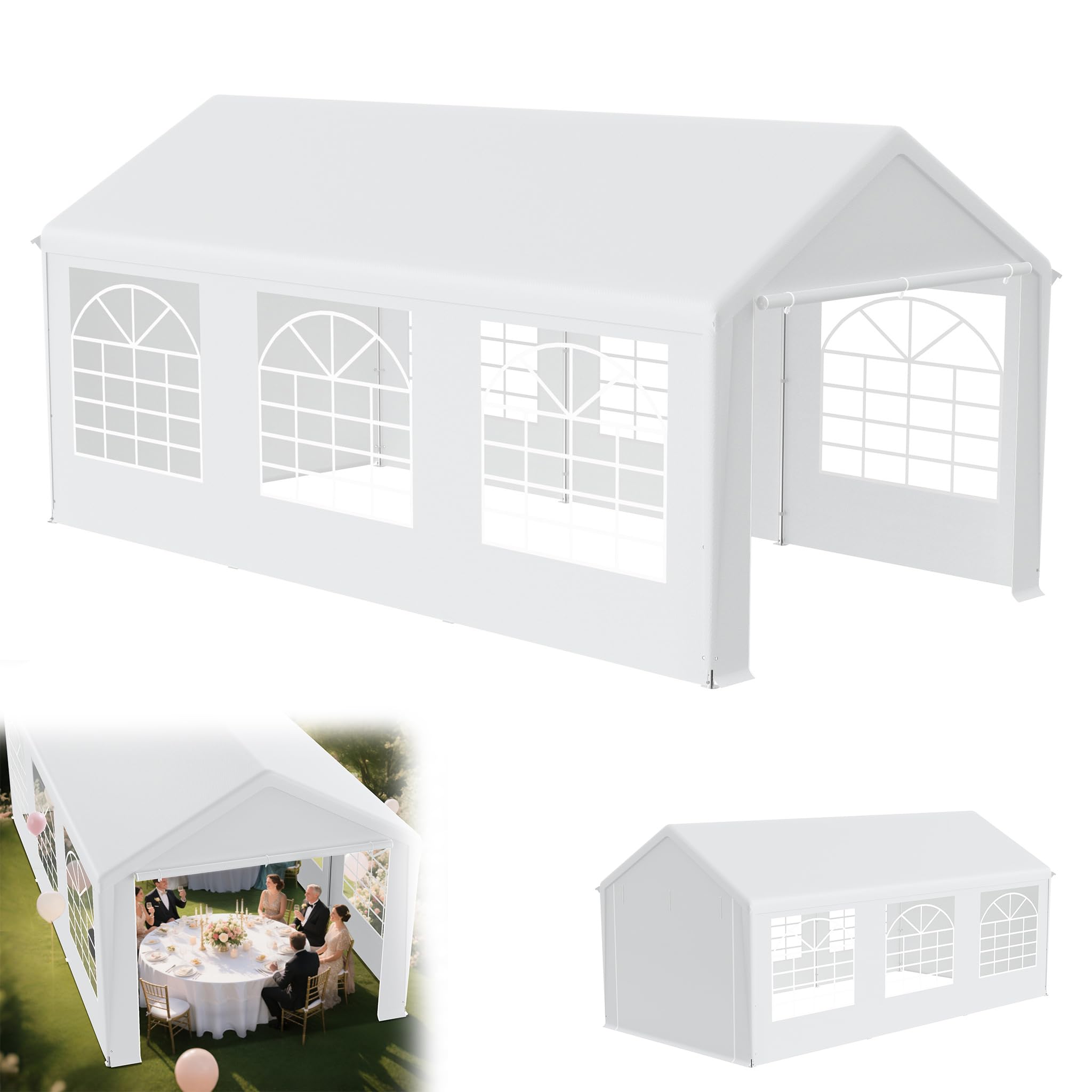 YRHome Premium 3 x 6 m Carpa de fiesta con paneles laterales. Pabellón impermeable, estable y resistente al invierno. Con ventanas en las paredes laterales. Tienda de jardín, gran tienda, tienda