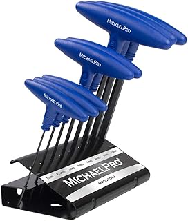MichaelPro MP001042 8-Piece T-Handle Ball End Allen Wrench Set, Hex Keys Set with Convenient Storage Stand (Metric, Blue)