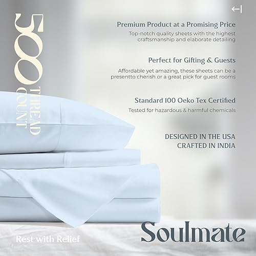 Miniatura 66 de Mayfair Linen Juego de sábanas de 100 % algodón a rayas, tamaño individual, sábanas de damasco de 500 hilos, tamaño individual, juego de 3 piezas