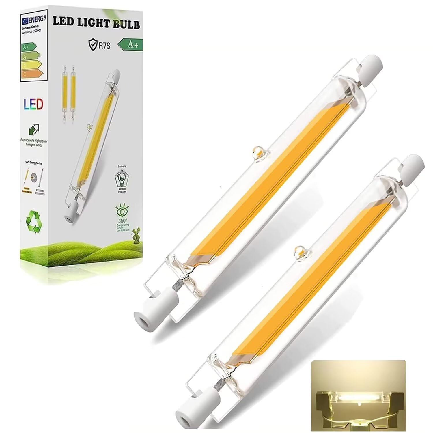 R7s LED Bulb 78mm Dimmable, 10W R7s LED Bulb Equivalent J78 100W Halogen, Natural White 4000K 1000LM, Flicker-Free 360° Light Angle, Energy Saving Linear Floodlight Bulbs Indoor Outdoor 4 Pack