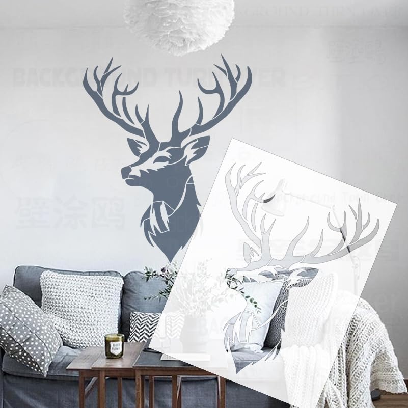 50cm Large Deer Antler Stencil Reusable Wall Art Template for Furniture Painting DIY Home Interior Decorative Crafts S566