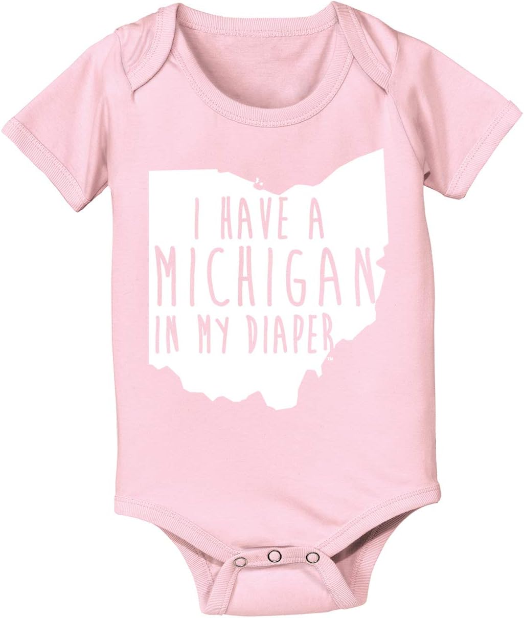 Michigan In My Diaper Funny Baby One Piece - 100% Cotton Ohio Babies Clothes - Funny Infant Gifts - Made In The USA