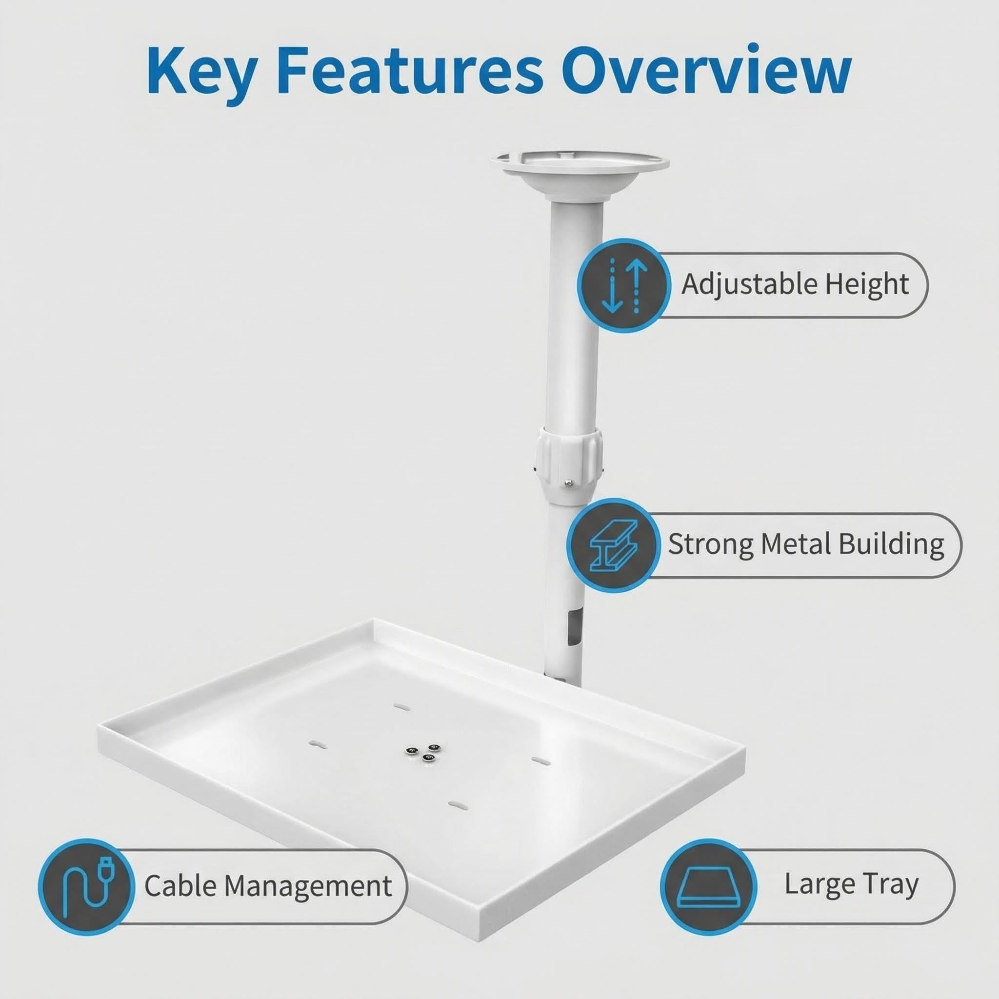 Universal Projektor-Halterung für die Decke/Wand Beamer Halterung Deckenhalterung 30-52cm Höhenverstellbare Universalhalterung mit versteckter Kabelführung Tragfähigkeit 6kg für Heimkino Büro