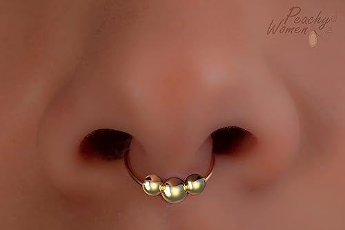 Miniatura 8 de Blue Opal Septum Ring Hoop 14k Gold Filled - 20G Tiny Septum Nose Hoop For Women - 8mm Inner Diameter 0.3 Inches Jewelry