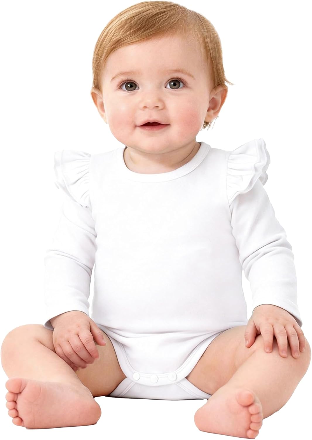 Magic Park 0-24M Infant Girl Romper Baby Girls Solid Color Bodysuit Toddler Ruffle Jumpsuit Shirts Casual Tops Baptism Shirt - Image 2