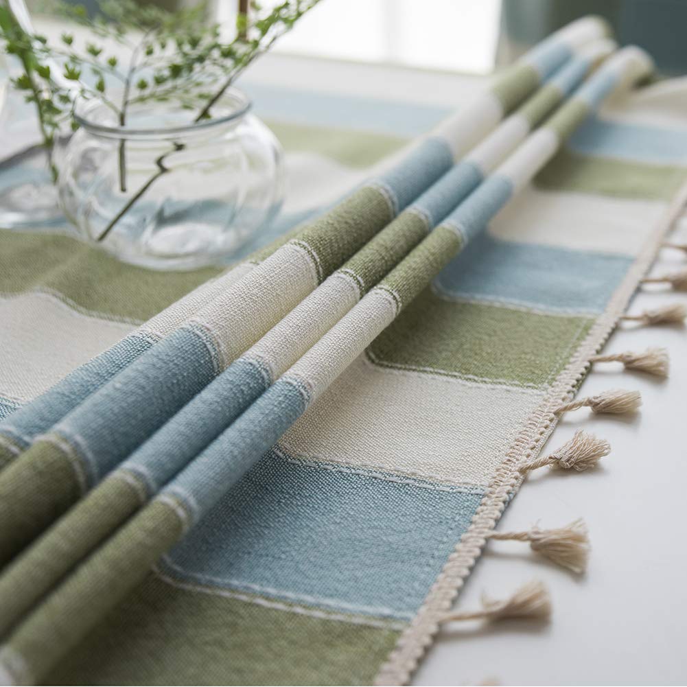 Baumwoll-Leinen-Tischdecke, 50 x 70 cm, wasserabweisend, hitze- und feuchtigkeitsbeständig, leicht zu waschen, ideal für Buffettische, Partys und Feiertagsessen, Grün