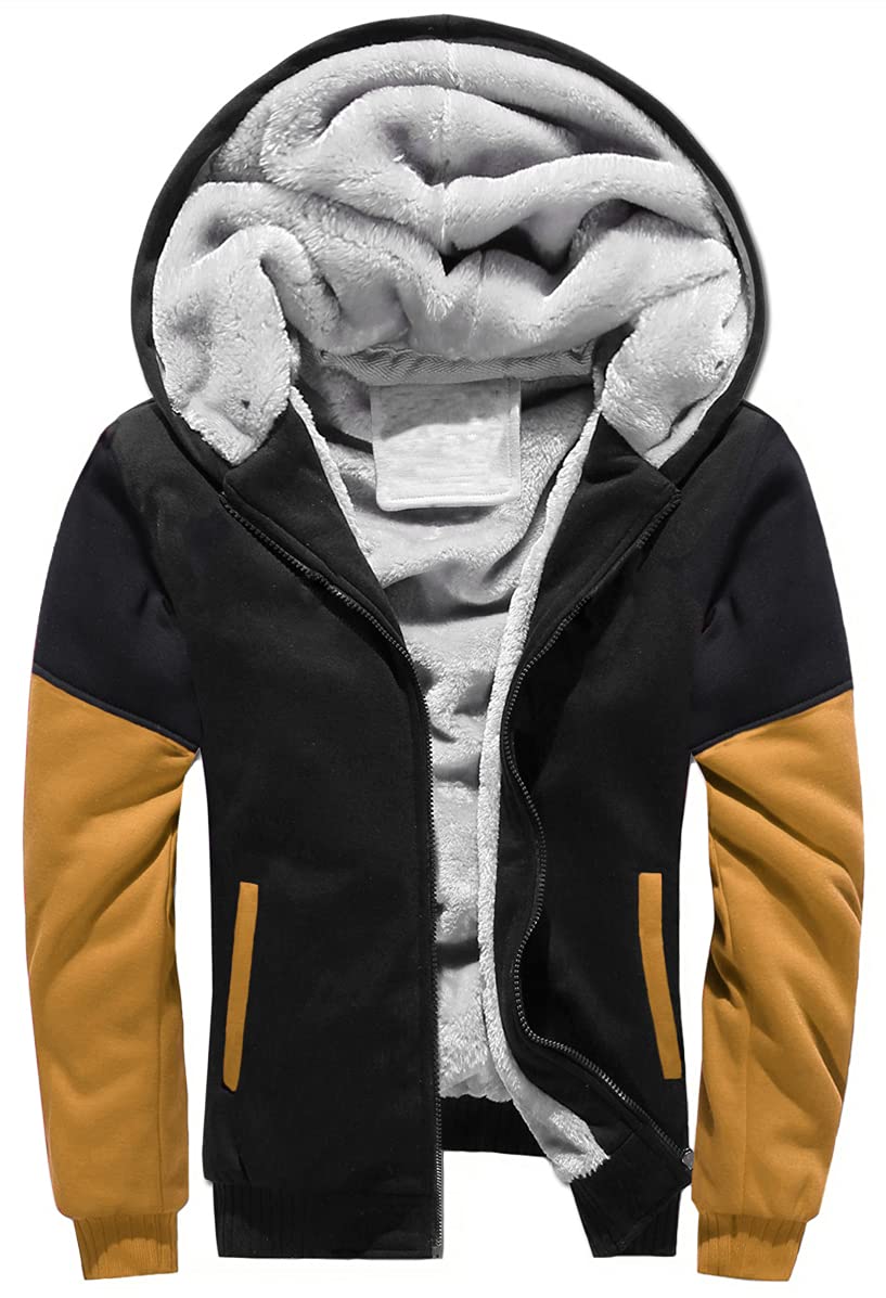 LEZUAN Felpa con Cappuccio Uomo Inverno Caldo Hoodie con Cerniera Integrale Felpe Uomo Manica Lunga Pullover Giacca di Spessore Cappotto in Pile Foderato