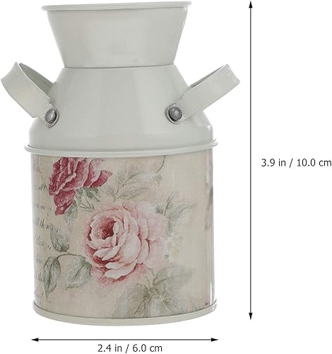 Miniatura 2 de EXCEART Jarrón de metal para flores, de hierro, estilo shabby chic, mini vintage galvanizado para regar leche, jarrón rústico para cubo, cubo