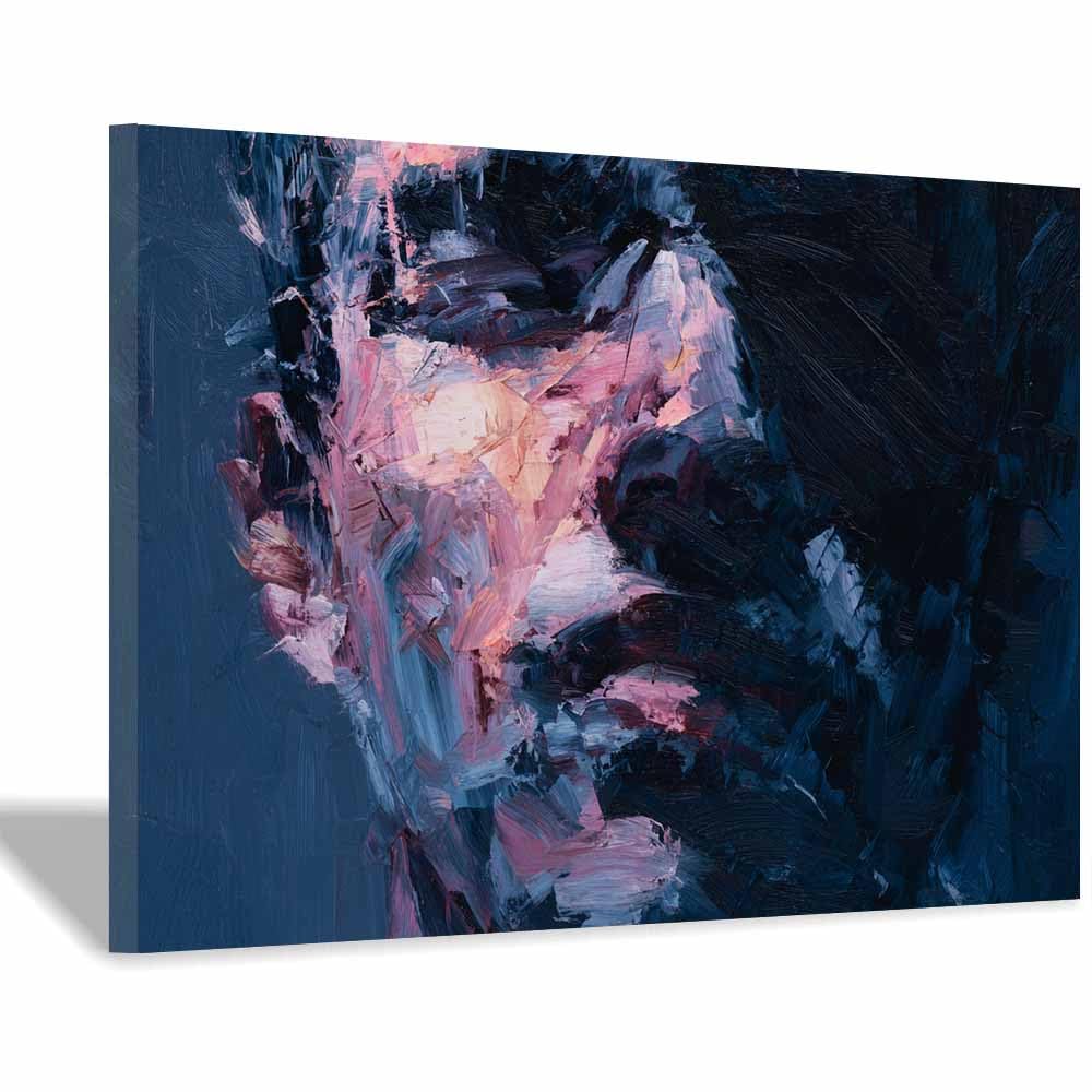 CUDAOO Abstract Painting On Canvas Modern Wall Art Modern Wall Art Oil Painting For Living Room Bedroom A Unique Home Decoration (Tybetański niebieski45-60x90cm oprawiony