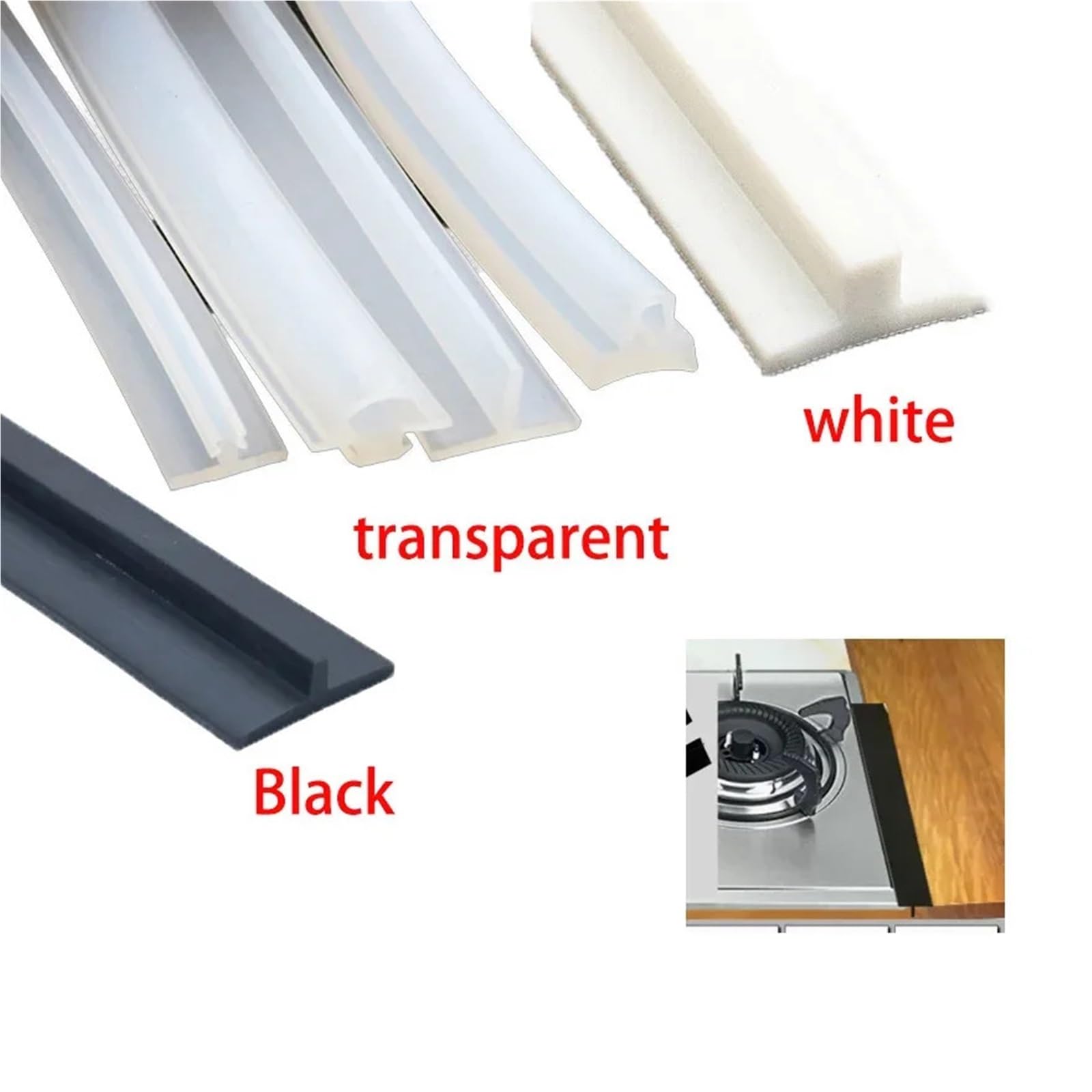 juntas de sellado transparente Tira De Sellado Silicona En Forma T, 1 M/5 M/10 Metros, Burlete Goma For Cocina, Resistente Al Agua Y Calor(T-21,10M)