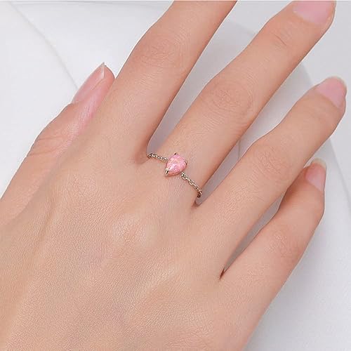 Miniatura 2 de Anillo de corazón de ópalo para mujer, plata de ley 925, ajustable, anillo de compromiso de amor, corazón, anillos de promesa, anillos colgantes de
