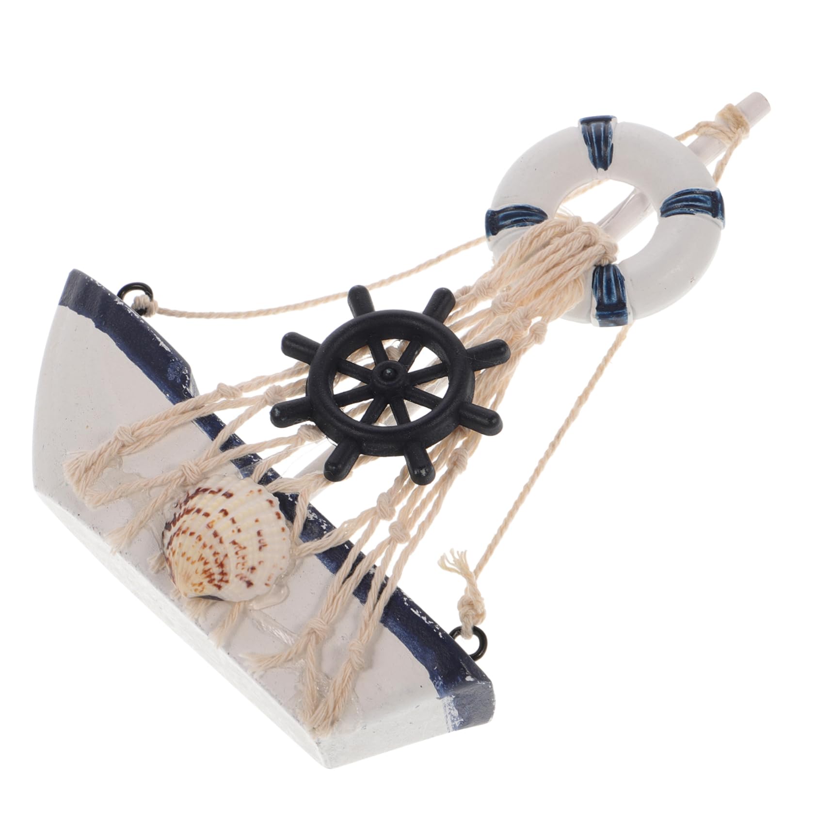 VOSAREA Wooden Sailing Boat Sailboat Vessel Model Wooden Sailing Ship Model Beach Boat Ship Beach Wall Ornament Pirate Shell Decor Creative Adornment Props