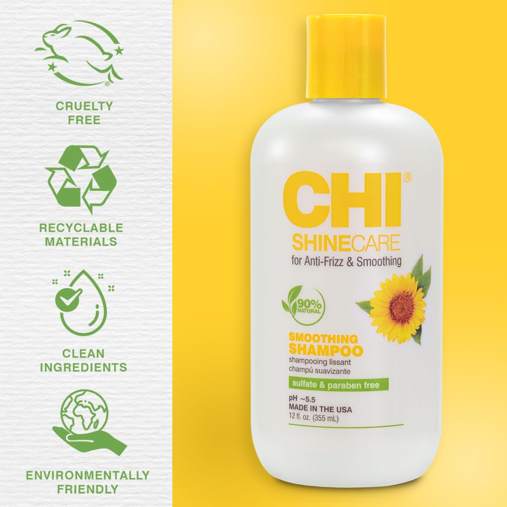 CHI ShineCare Smoothing Shampoo, Transforms Dull Hair Adding Instant Shine And Hydration, Sulfate, Paraben, & Cruelty-Free, 12 Oz - Image 3