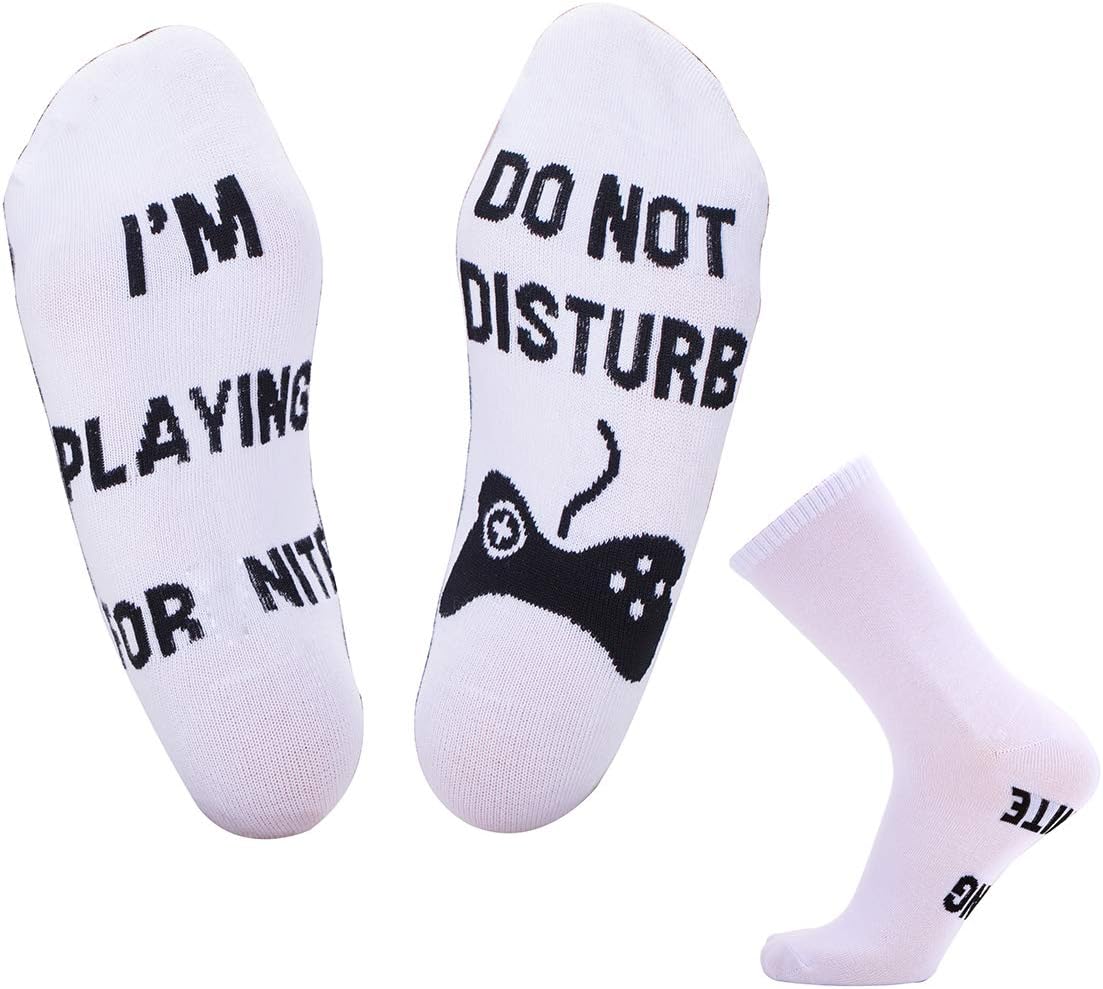 Mens Novelty Socks Gaming Socks - Do Not Disturb I'm Playing Edition Funny Crew Socks,Perfect Gamer Gifts for Gaming Lovers Birthday Halloween Present,Boy Socks,UK 5-11