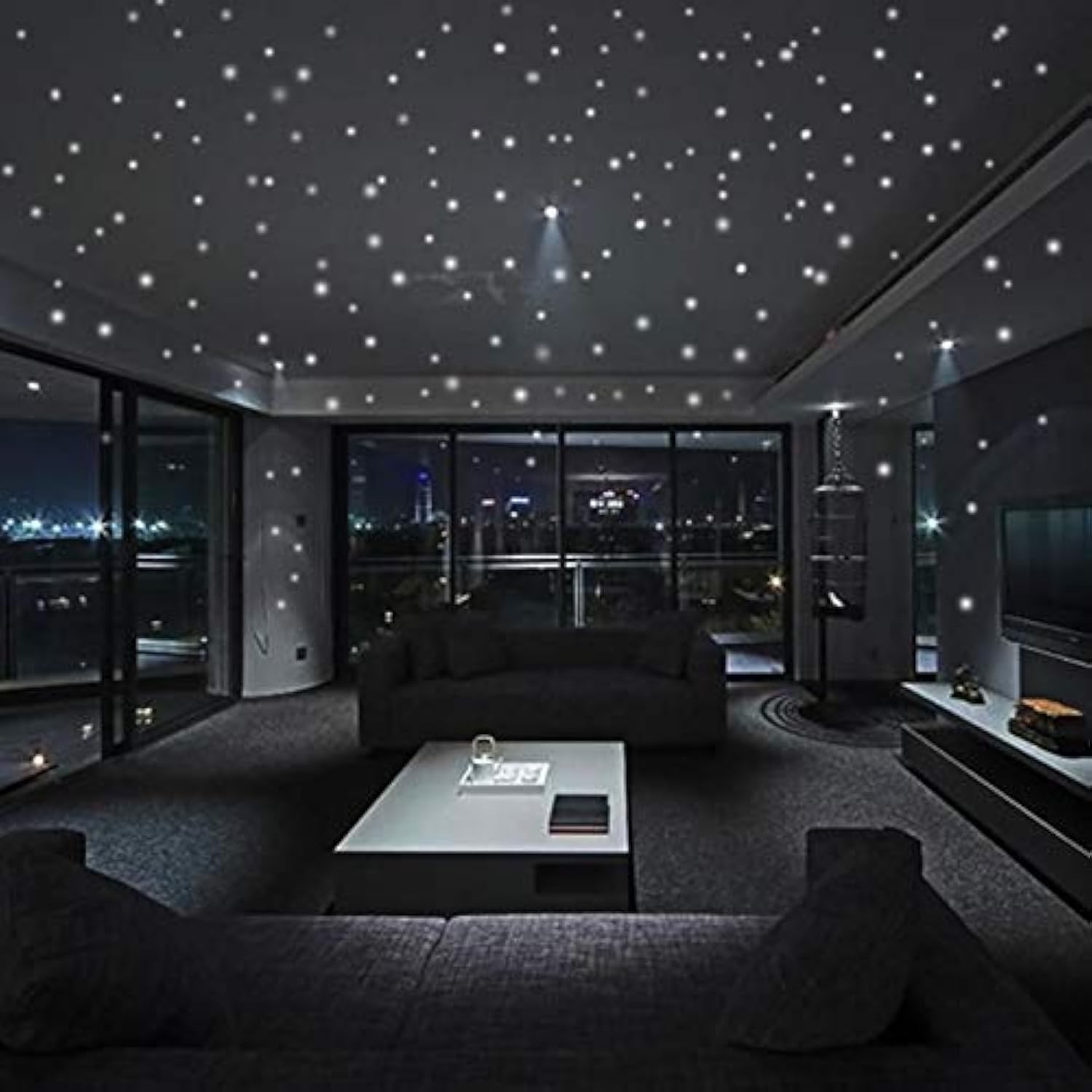 Nacnic Glow in The Dark Wall Stickers | 407 Vinyl Decorative Pieces | Circular Fluorescent Stickers | Bright Circles wall Stickers | Decor for Room, Walls for Childrens and Adults