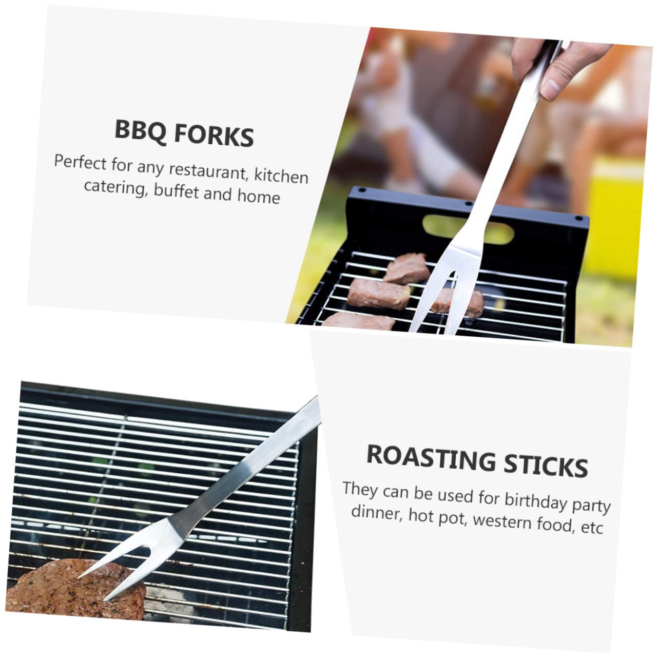 Hemobllo 2 Set Forchette Da Barbecue Inossidabile Con Strumenti Per Grigliate E Sicure Per 2 Pezzi * 2