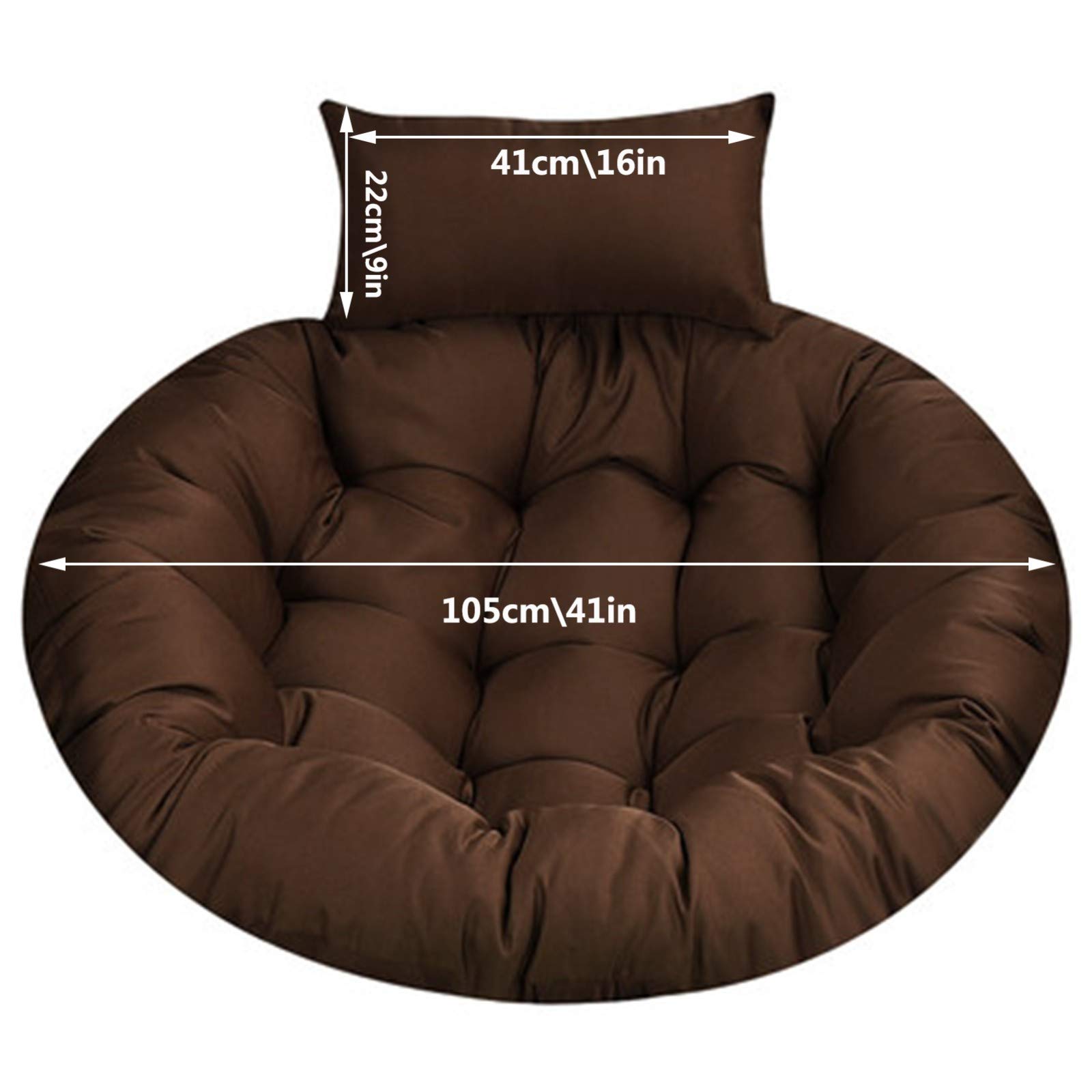 Outdoor Hängesesselkissen, XXL, Grau, 105cm Durchmesser, 15cm Dicke, Gedächtnisschaum, Waschbar, Abnehmbare Abdeckung, Rutschfester Gurt, Verstellbare Kopfstütze
