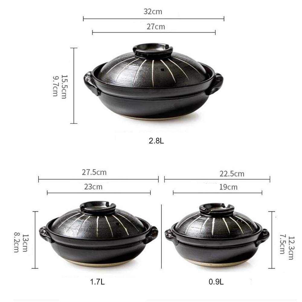 Kochtopf, Japanischer Hot Pot, Hitzebeständiger Keramik-Auflauf mit Deckel, Schmortopf für langsames Kochen, Runder Schmortopf, Suppentopf, Ölfreier Kochtopf B 0,9 l
