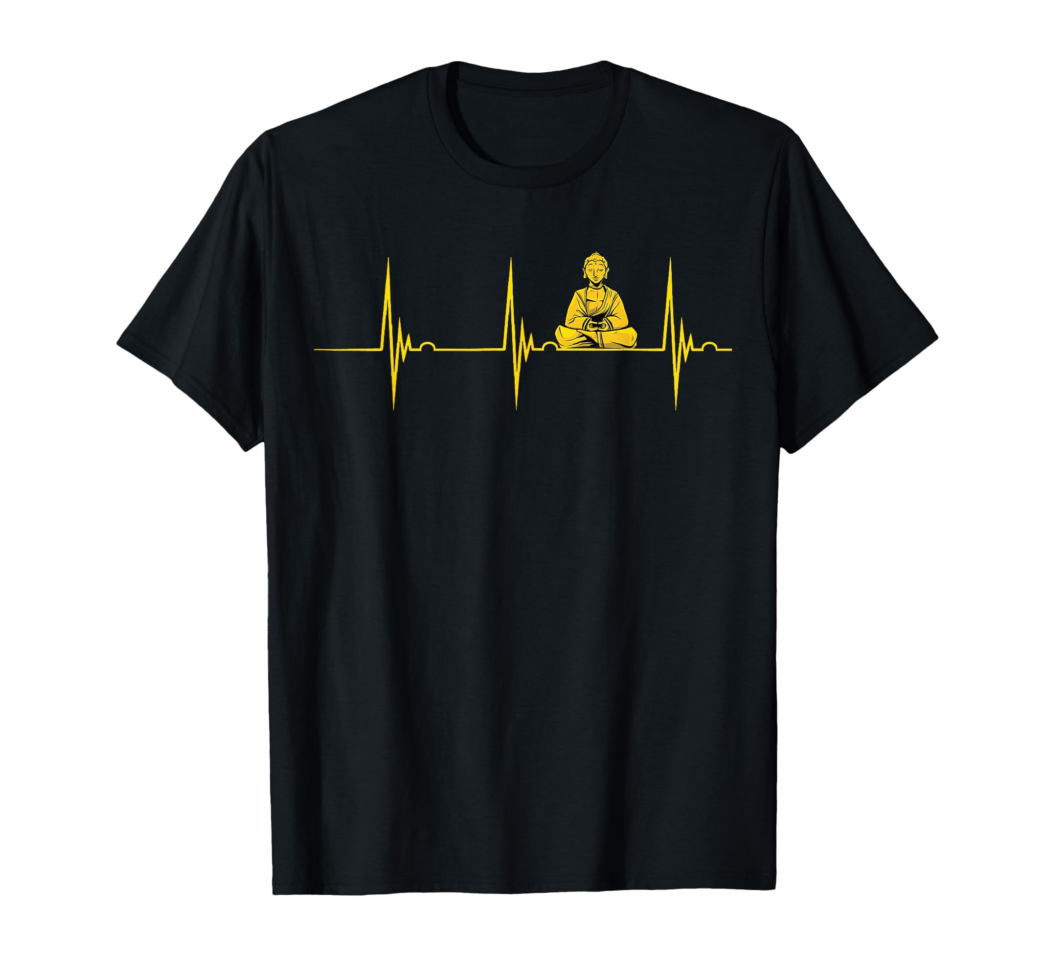 Buddha Statue Buddhist Heartbeat ECG Pulse Meditation Hindu T-Shirt