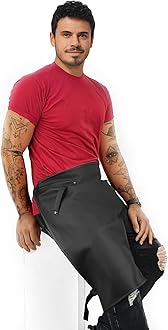 Under NY Sky Tattoo Half Apron - One-Leg Apron - Vegan Leather, Wipeable - Quick-Release Straps - For tattoo artist, Tattooist, Studio, Barber - Right Leg