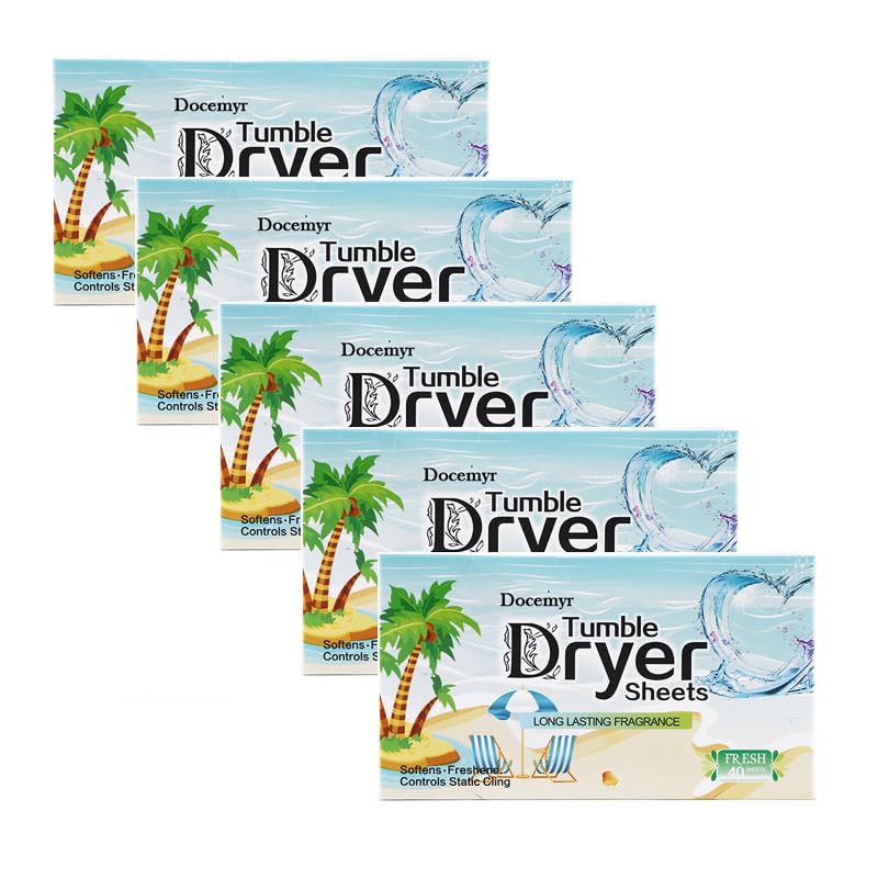 Docemyr 柔軟剤 乾燥機用シート ドライヤーシート 40枚入り 静電気防止 しわ防止 消臭効果 ベランダー ココナッツ ゆずの香り (ココナッツ 5個)