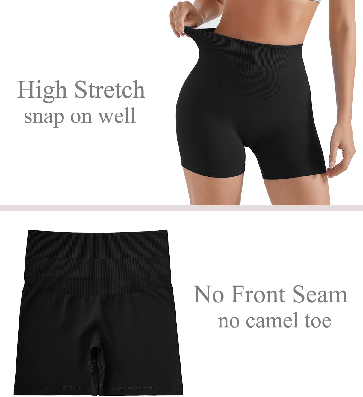 OMKAGI Womens Workout Shorts Butt Lifting Gym Shorts Ribbed Seamless Biker Shorts - Image 4