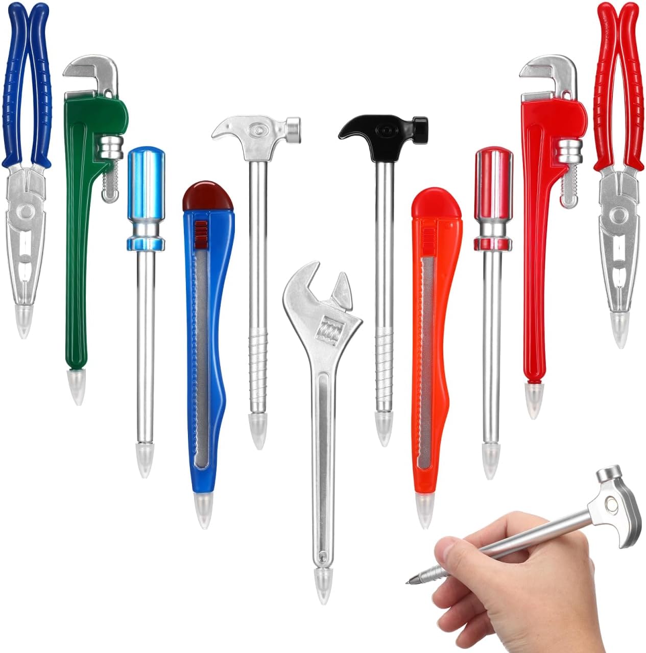 NUOBESTY 12Pcs Novelty Tool Ballpoint Pens with Magnetic Tip, 0.7mm Smooth Ink Comfortable Grip Writing Pens for DIY Enthusiasts, Office and School Supplies