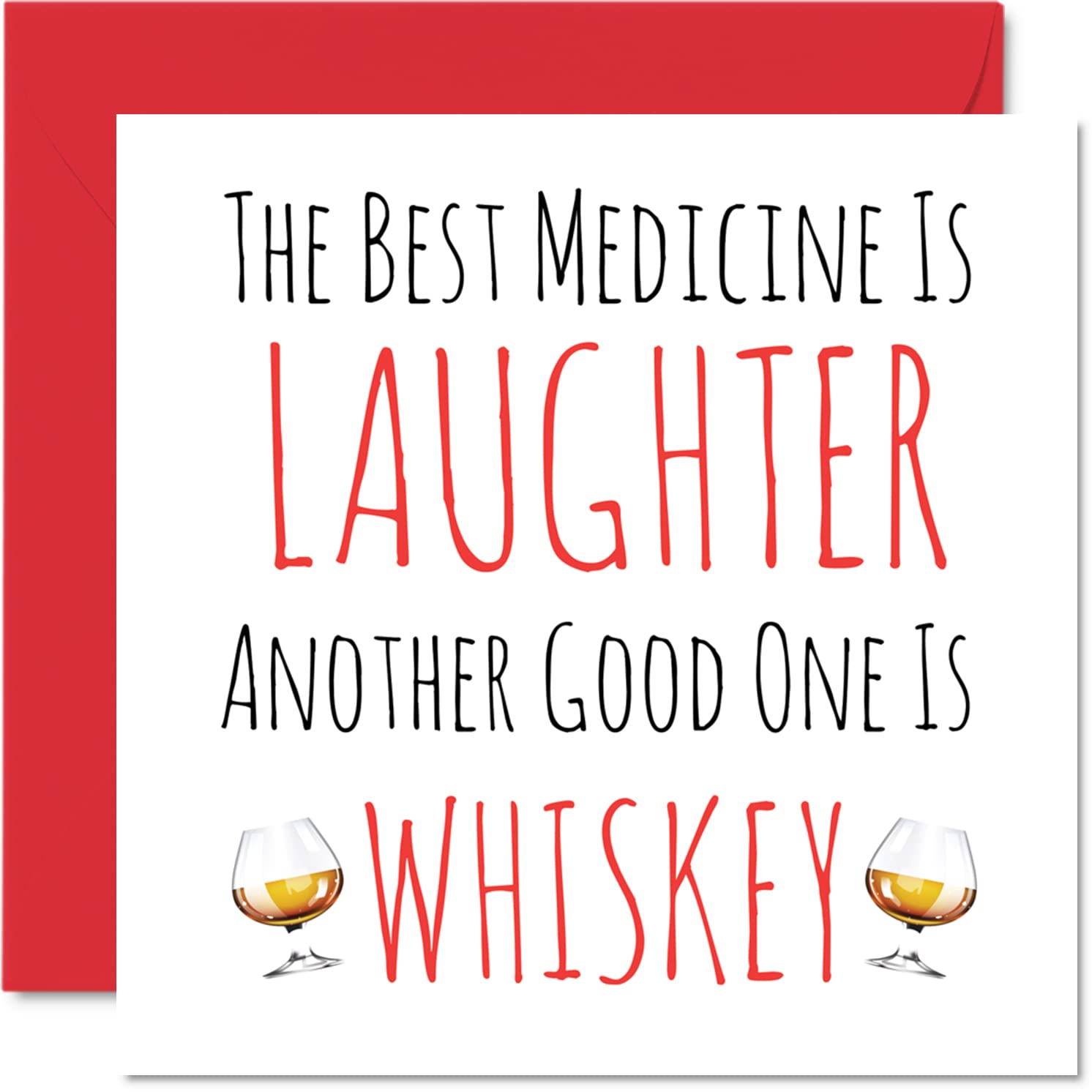Funny Get Well Soon Cards for Men and Women - Best Medicine is Laughter Another is Whiskey, Speedy Recovery Card, 145mm Joke Humour Get Well Greeting Cards for Friend Brother Sister Colleague