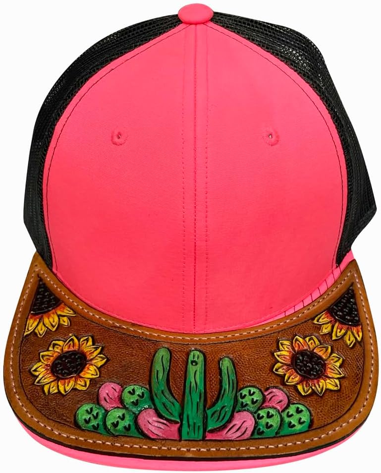 American Darling Men Women Adjustable Cap With Leather On Visor Red w/Black | Vintage